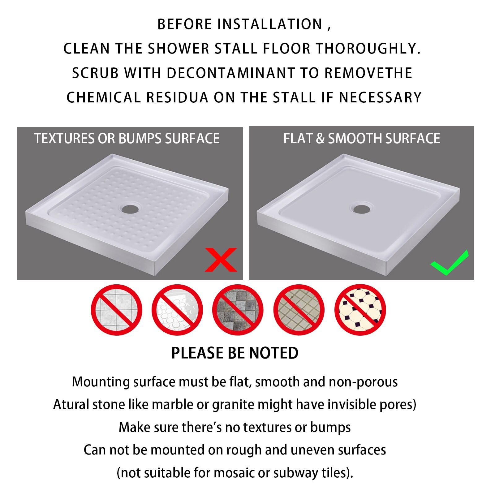 Yimobra Shower Stall Mat Non Slip, 21X21 Inch, Soft Square Bath Mat For Shower With Suction Cups And Drain Holes, Stall Floor Ma